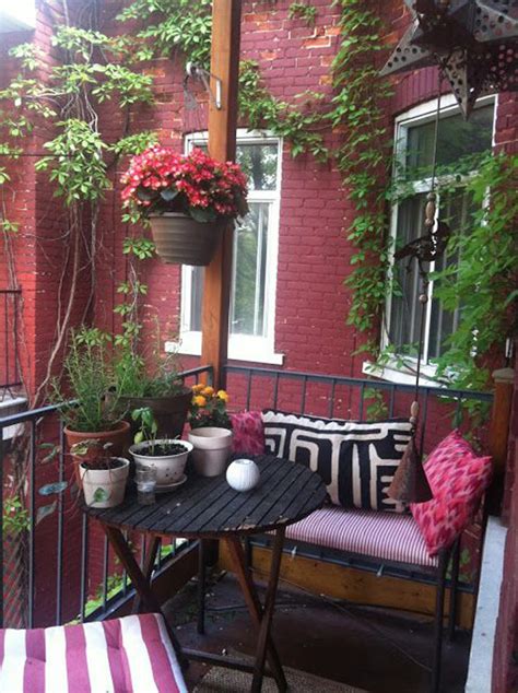 Red Small Balcony With Hang Flower Potted Homemydesign
