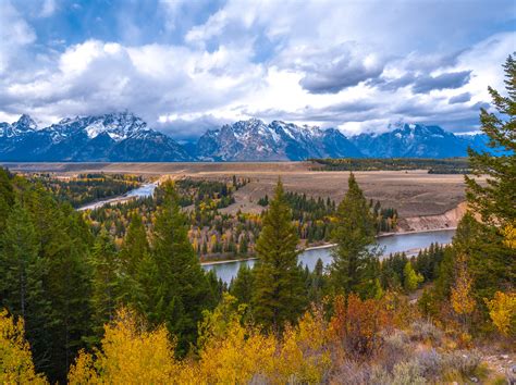 Snake River Overlook Grand Teton National Park Autumn Colors And Snow