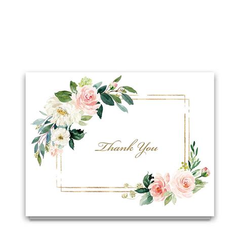 Funeral Thank You Cards Blush Florals And Gold Accents Printed