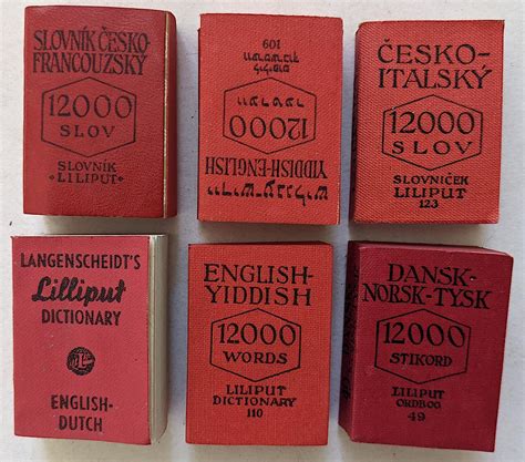 Lot Rare Set 6 Miniature Lilliput Books Dictionaries 1950s