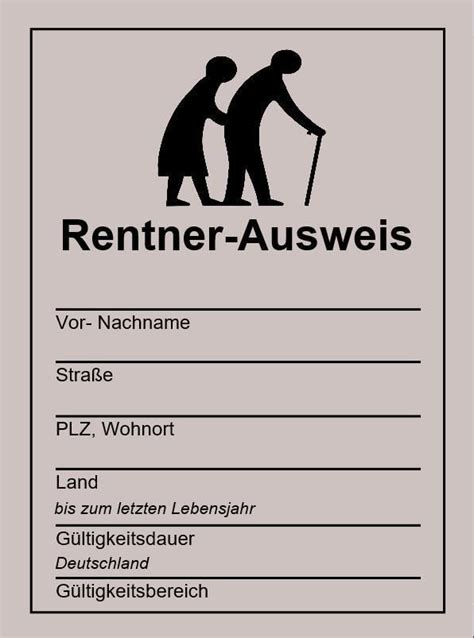 a sign that says rentner - ausweis with an image of two people