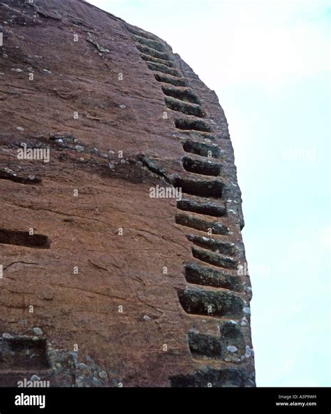 Original Steps Up Sigiriya The Rock Fortress In Sri Lanka Stock Photo