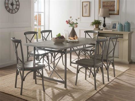 A restoration hardware balmain teak rectangular dining table sits on a teak deck surrounded by gray teak and wicker dining chairs. Acme Kaelyn II Dining Set - Gray Oak/Sandy Gray '60120-Din ...