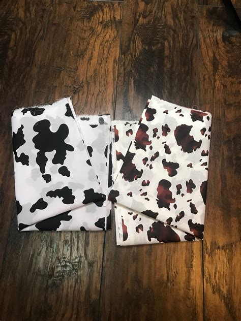 Cow Printed Cotton Fabric Brown And White Cow Fabric Etsy