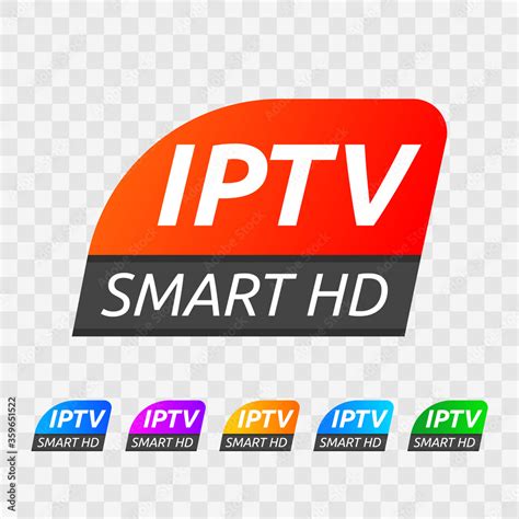 Vector Iptv Smart Hd Sign Label Smart Box Tv Set Of Emblem Isolated On