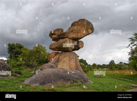 Natural Balancing Rocks In Epworth Outside Harare Zimbabwe Stock