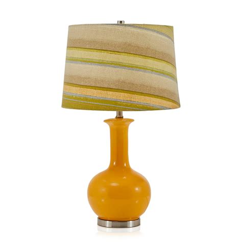 Mustard Bulb Table Lamp With Striped Shade Gil And Roy Props