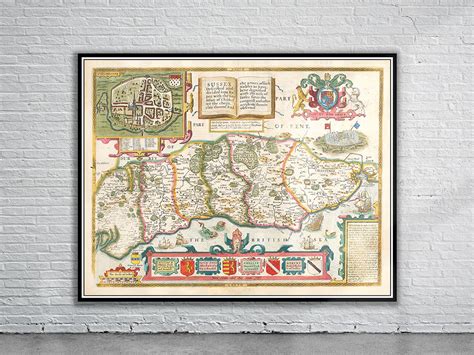 Vintage Map Of Sussex