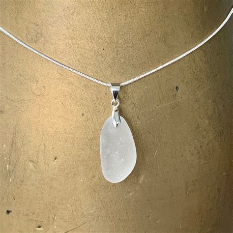 Natural Sea Glass Pendant Cornwall Beach Glass Necklace Ocean Mermaids Tears Sea Glass