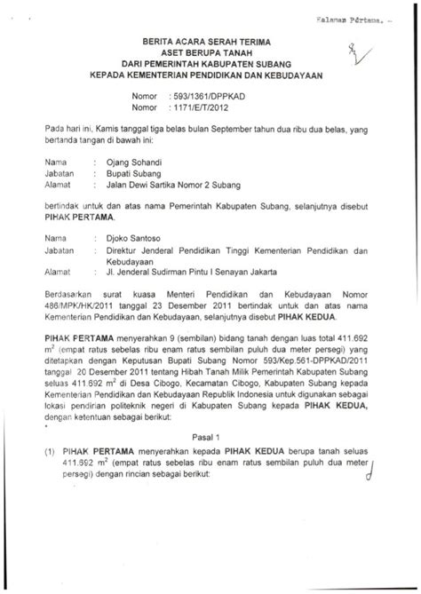 Contoh Surat Penyerahan Tanah Pdf