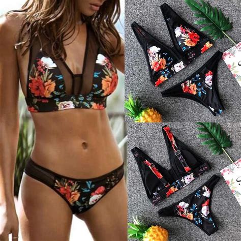 Bikini 2019 Women Print Fashion Push Up Padded Bra Beach Bikini Set