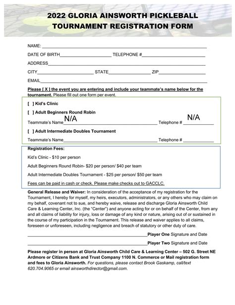 Here is the registration... - Ardmore Pickleball Club | Facebook