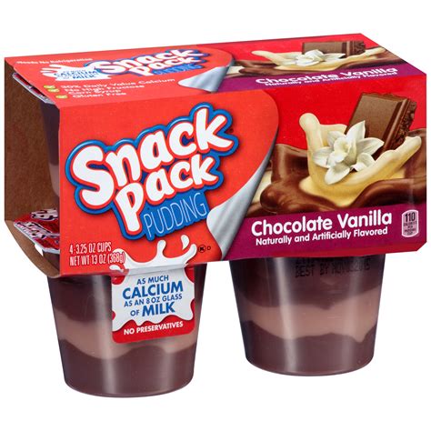 Hunts Snack Pack Pudding Chocolate Vanilla 4 Ct