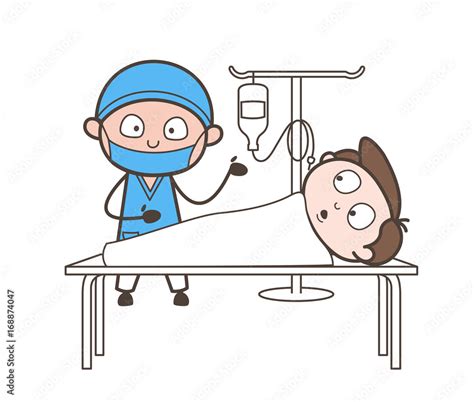 cartoon surgeon doing treatment of ill patient vector illustration stock vector adobe stock
