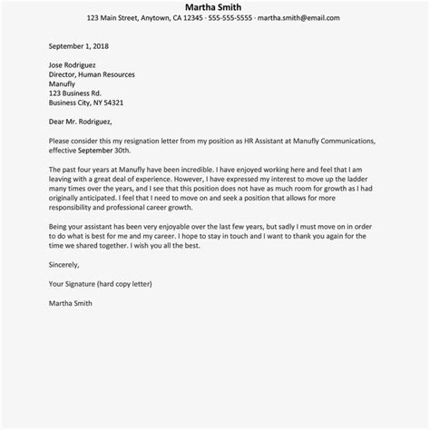 Sample Resignation Letter For Career Growth Example Nurse Leader