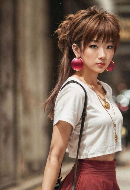 Premium Photo Naughty Young Thai Asian Woman With Trending Fashion Style Cloth Generative Ai