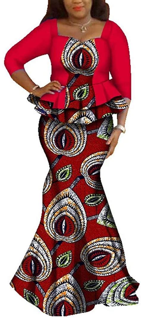 Womens Elegant African Skirts Set 2 Piece Ankara Peplum