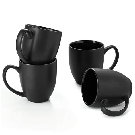 Dowan Matte Black Frosted Mugs 16oz Porcelain Coffee Mug Set Of 4