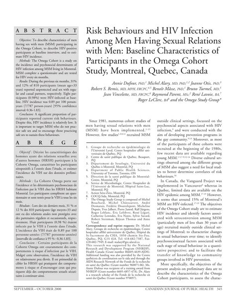 Pdf Risk Behaviours And Hiv Infection Among Men Having Sexual Relations With Men Baseline