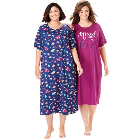 Dreams And Co Women S Plus Size 2 Pack Long Sleepshirts Nightgown