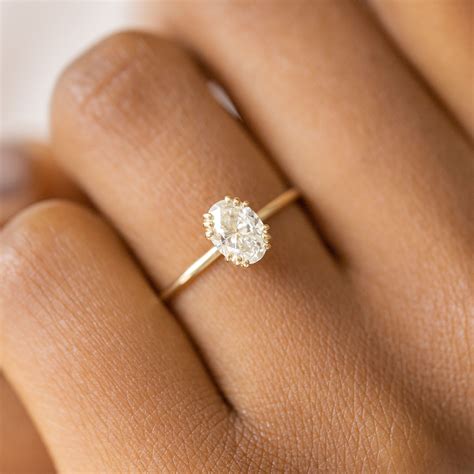 3 Carat Oval Halo Engagement Ring Simulated Diamond Solid 14K Gold
