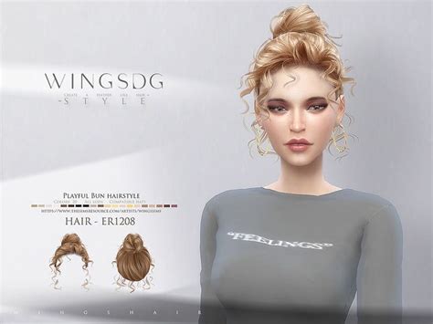 Wingssims Playful Bun Hairstyle Er1208 Sims Hair Sims Bun Hairstyles