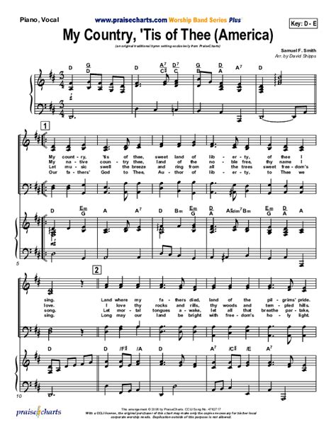 My Country Tis Of Thee Sheet Music PDF PraiseCharts Traditional Hymn