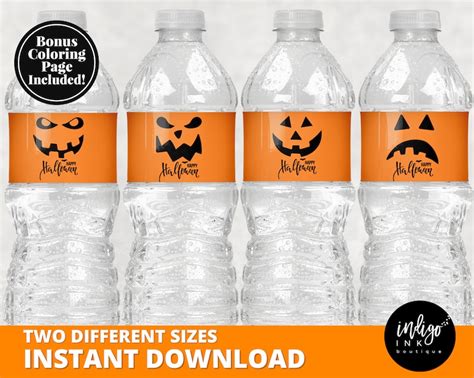Halloween Water Bottle Labels Instant Download Halloween Etsy