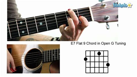 How To Play An E7 Flat 9 Chord In Open G Tuning On Guitar Youtube