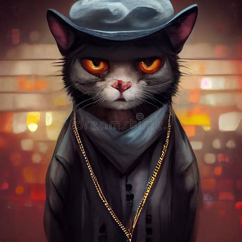 Gangster Cat Stock Illustration Illustration Of Chain 267229106