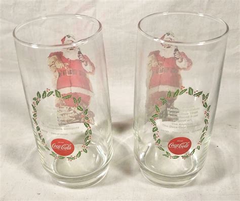 Vintage Ounce Coca Cola Coke Santa Claus Advertising Glasses Glasses