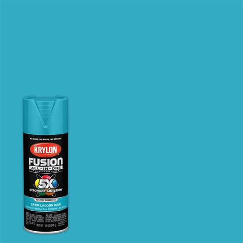 Krylon Fusion All In One Satin Lagoon Blue Spray Paint Actual Net