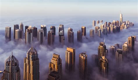 Wallpaper Morning Fog Clouds Amazing Dubai Skies View