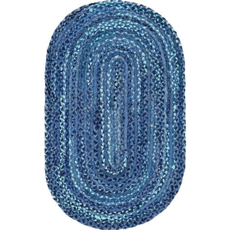 Unique Loom Braided Chindi Blue 3 Ft X 5 Ft Oval Area Rug 3142673