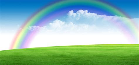 Blue Sky Rainbow Background Scenery In 2020 Rainbow