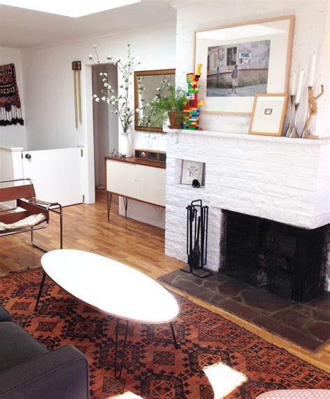 Hilary Sontag Living Room Redesign White And Wood Mid Century 3 Narrow