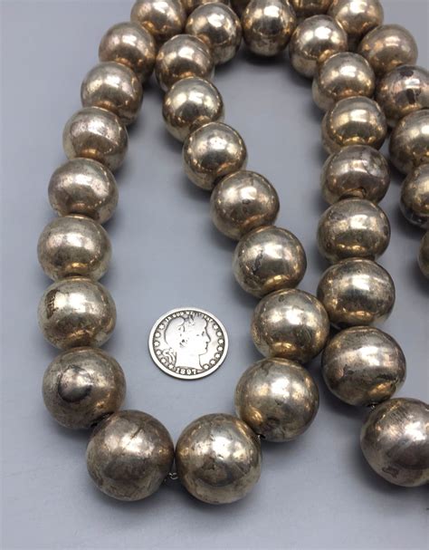 Large Sterling Silver Bead Necklace