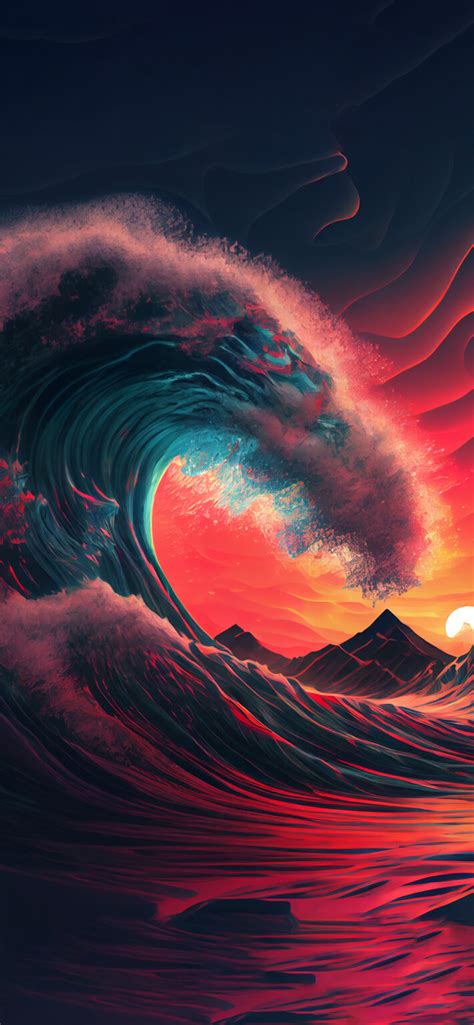 Ocean Wave And Sunset Wallpaper Ocean Wave Wallpaper Iphone