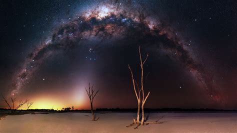 1920x1080 Resolution Milky Way Night And Bare Trees 1080p Laptop Full