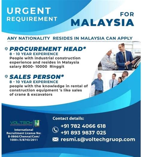 Malaysia Job Requirement 2018