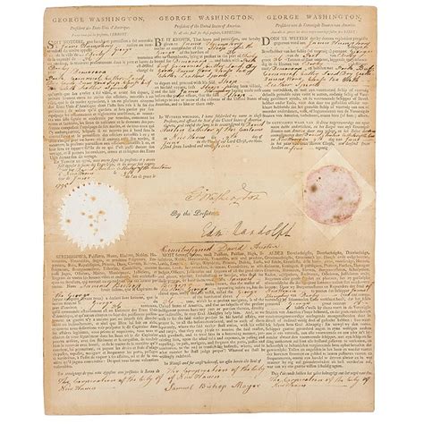 George Washington Document Signed As President