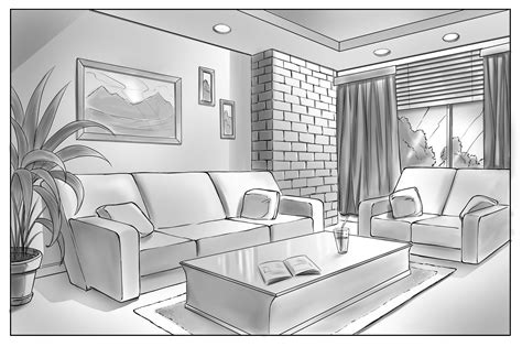 how to draw two point perspective interior
