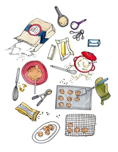 Cookies For The Road Baking Drawing Baking Tools Illustration