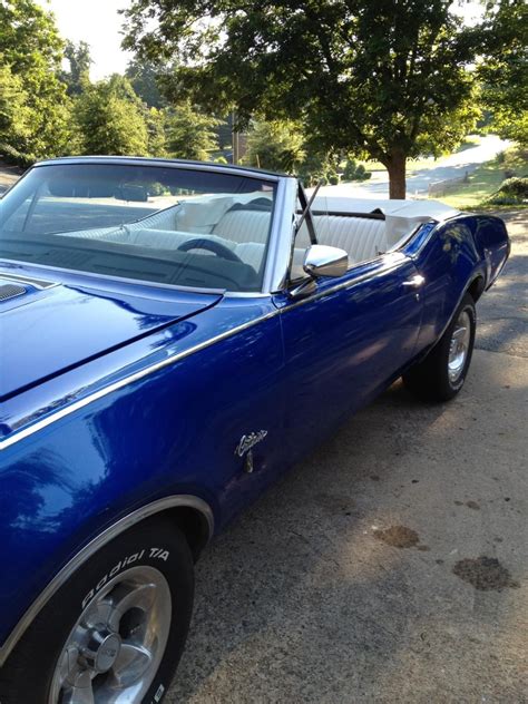 1968 Oldsmobile Cutlass S 3 Speed Automatic Blue Convertible White Top
