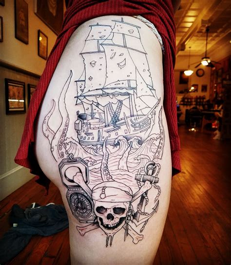 Pirates Of The Caribbean Tattoo Pirate Tattoo Sleeve Pirate Tattoo Pirate Themed Tattoos