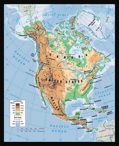 Physical Map Of North America North America Physical Map