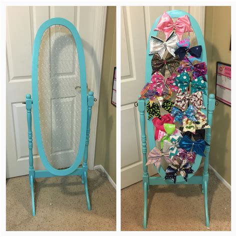 Girls dresser with mirror sets from rooms to go. Bow holder from an old mirror we made for Audrey | Big ...