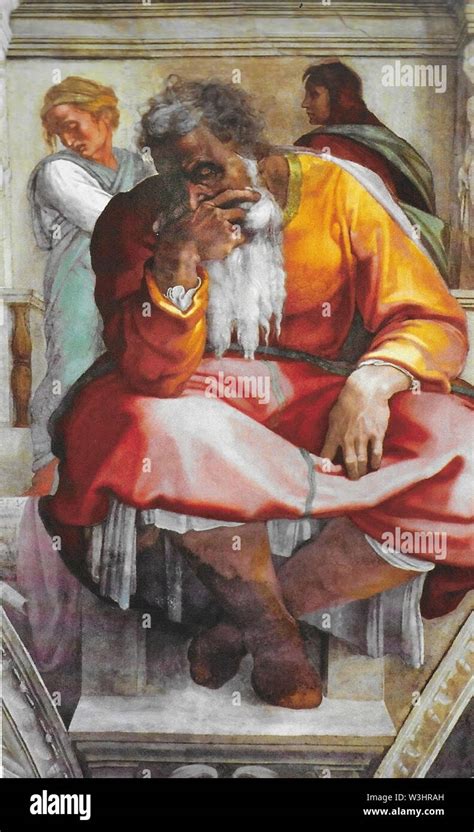 6465 Prophet Jeremiah Fresco By Michael Angelo From The Sistine