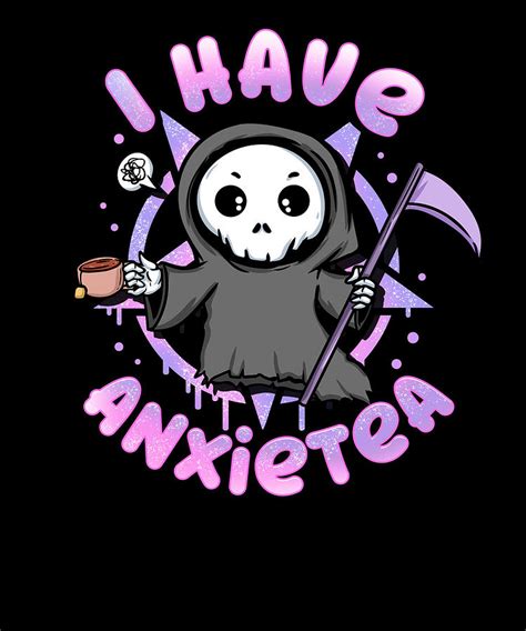 I Have Anxiety Creepy Cute Kawaii Reaper Tshirt Digital Art By Bi Nutz