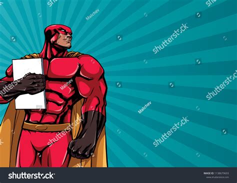 Illustration Of Powerful Superhero Holding Book Royalty Free Stock